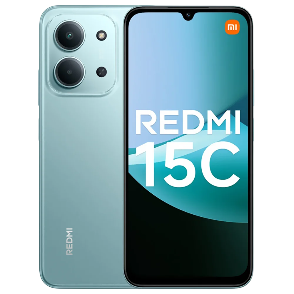 Redmi 15C em vista frontal e traseira